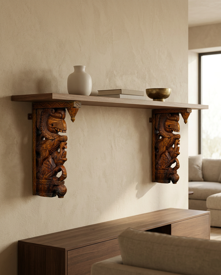Hand-Carved Yaali Wooden Brackets