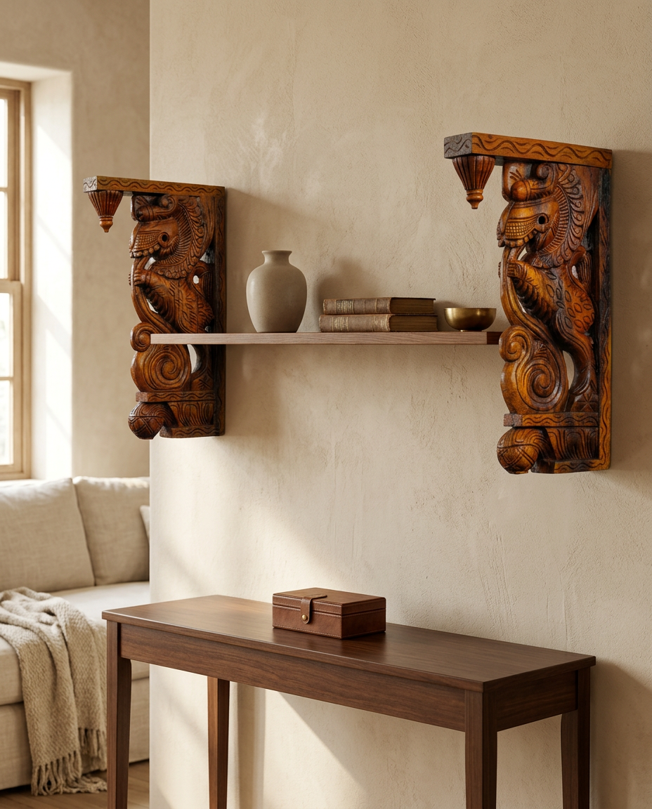 Hand-Carved Yaali Wooden Brackets