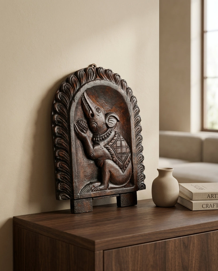 Arched Wooden Mythological Wall Panel