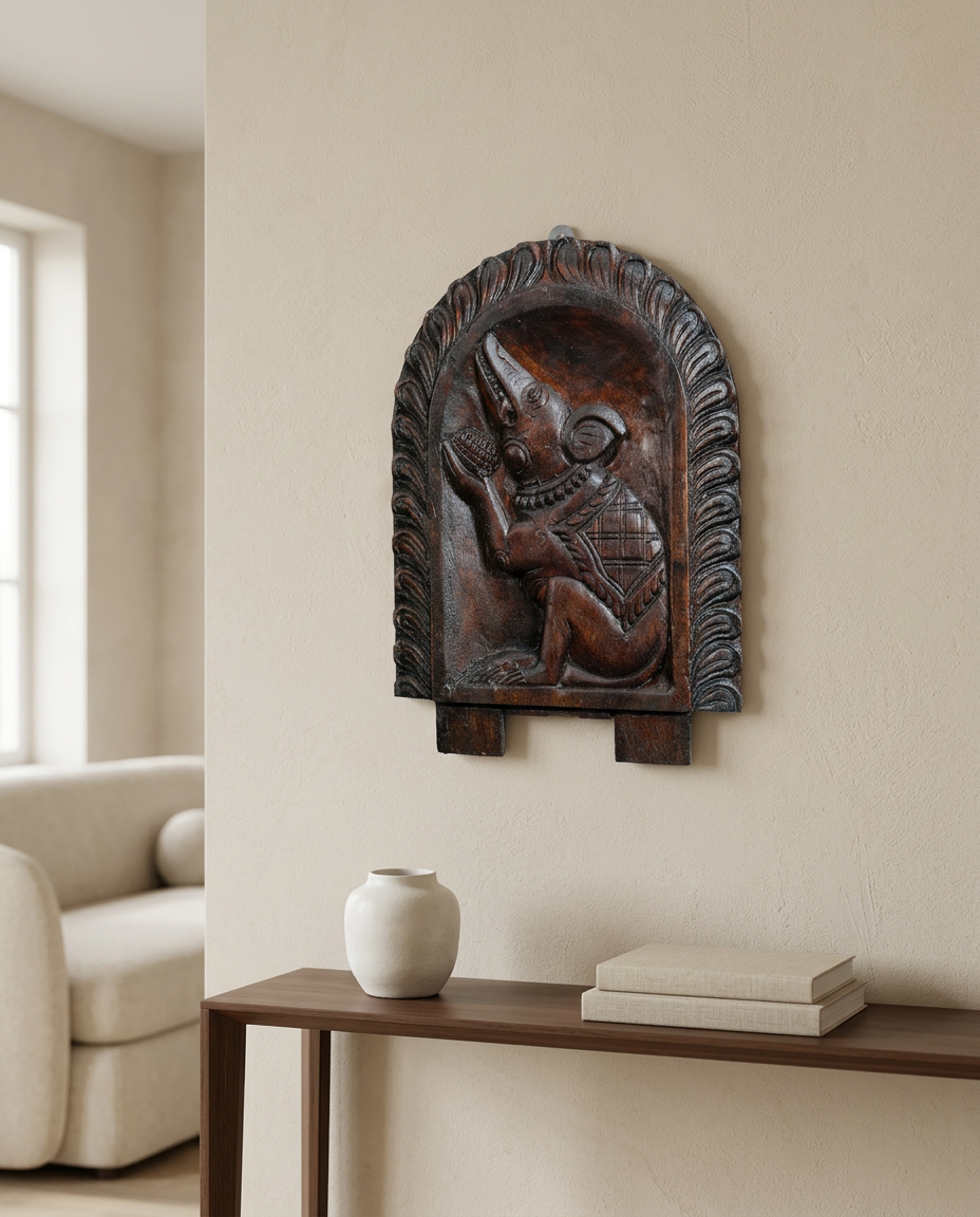 Arched Wooden Mythological Wall Panel