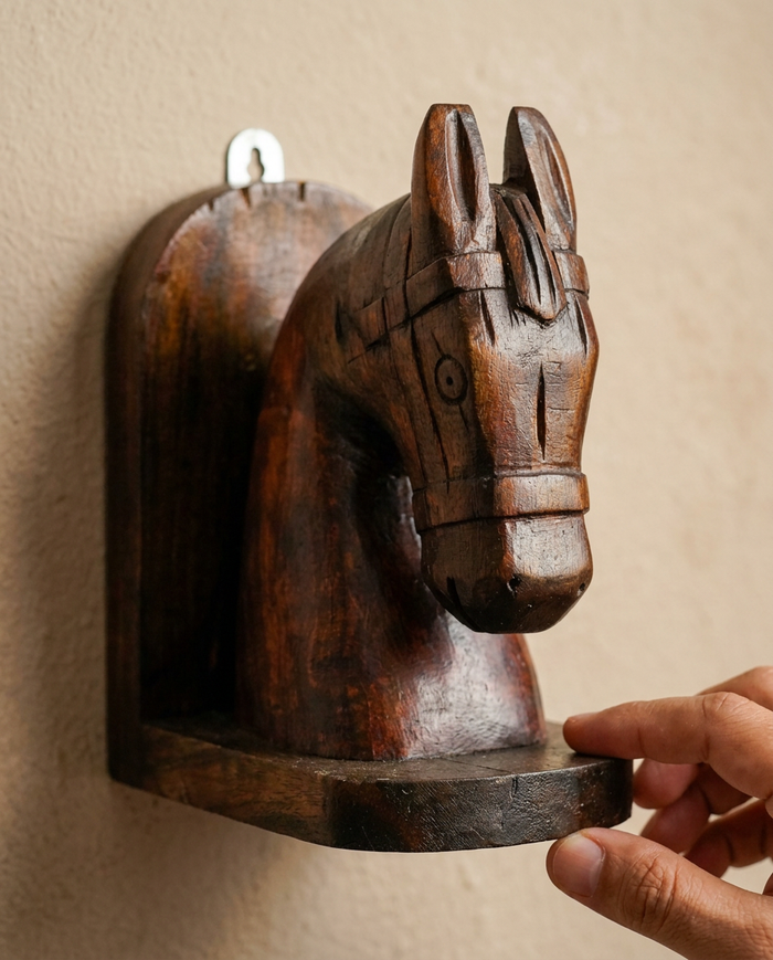 Hand-Carved Horse Bookends
